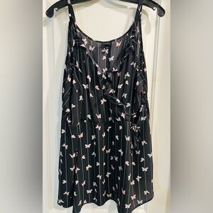 Torrid Black Blouse with Pink Butterfly Design